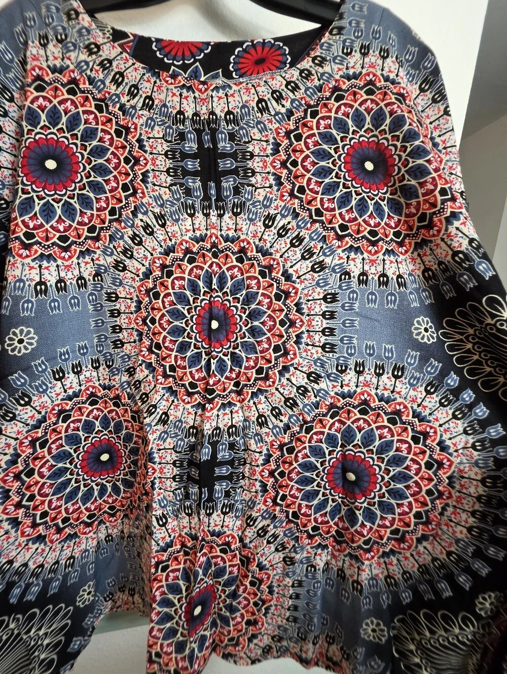 Boho Mandala Print 1X To 2X Kimono Sleeve Blouse Top Bohemian - Picture 13 of 15